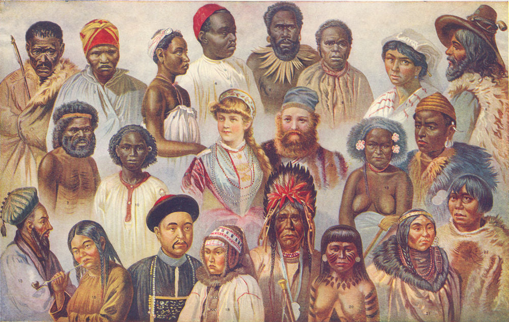 RACE. Nama Loango Darfur Australoid Nubian Dyak Kalkas Mongol Yakut Koriak 1907